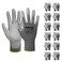 DULFINE Safety Work Gloves PU Coated12 PairsGrey Seamless Knit Glove with Polyurethane Coated Smooth Grip on Palm Fingers for Men and Women Ideal for General Duty Work Medium