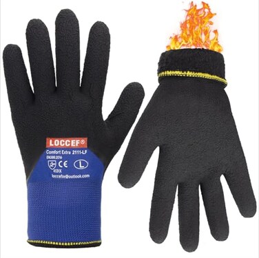 LOCCEF 2 Pairs Winter Work Gloves for Men and Women Freezer Gloves for Work Below Zero Thermal Insulated Super GripBlue 9L