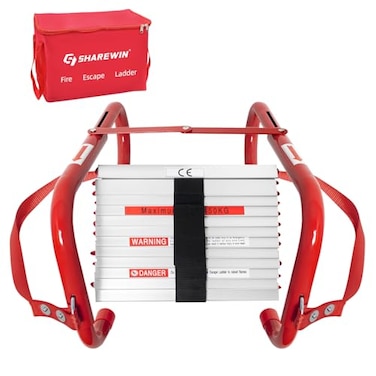 SHAREWIN Fire Escape Ladder Retractable 3 Story Portable Emergency Ladder 25 Feet with AntiSlip Rungs