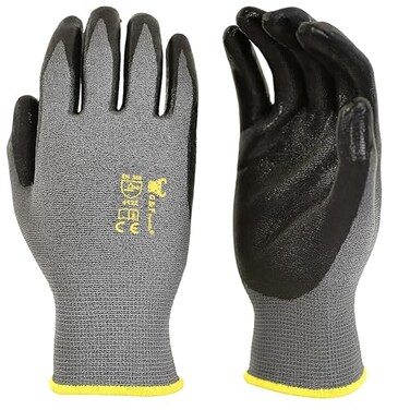 G & 12 PAIRS Mens Working Gloves with Micro Foam Coating Garden Gloves Texture Grip mens Work Glove For general purpose construction yardwork XLargeGreyBlack