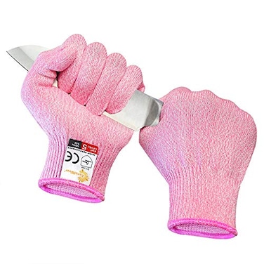 Evridwear Cut Resistant Gloves Food Grade Level 5 Kitchen Safety Protection Small Pink