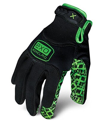 Ironclad EXO Motor Grip Glove Work Gloves SiliconeInfused Grip 1 Pair EXO2MGG03MBlack Green