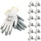 JORESTECH Safety Work Gloves White Polyester Knit with Grey Nitrile Palm Coating EN 388 4121X Pack of 12