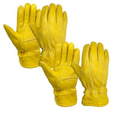 SKYDEER Premium Full Wild Elkskin Leather Winter Work Gloves 2 Pairs Cold Weather Durable Breathable AntiSlip Grip for Truck Driving and Labor Use SD8683TL
