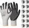 toolant Crinkle Latex Work Gloves Bulk Rubber Coated Safety Work Gloves for Men and Women 12 Pairs for Construction Gardening Warehouse Gray Large