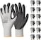 toolant Crinkle Latex Work Gloves Bulk Rubber Coated Safety Work Gloves for Men and Women 12 Pairs for Construction Gardening Warehouse Gray Large