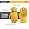 Wells Lamont Leather Work Gloves for Men Heavy Duty Cowhide Abrasion Puncture Resistant Adjustable Wrist Gunn Cut Design Ideal for Ranching Farming Construction Saddletan M