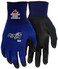 MCR Safety Gloves N9696L Ninja Lite Work Gloves 18 Gauge Blue Nylon Shell Polyurethane PU Coated Palm and Fingertips BlackBlue Large