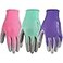 Wells Lamont Gardening Gloves for Women Breathable Polyester Seamless Fit PUCoated Palm for Grip Durability Elastic Wrist PinkGreenPurple Medium Pack of 3 413MF