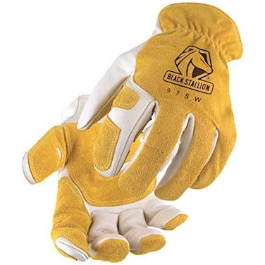 Black Stallion 97SW Versatile Grain Cowhide Palm Drivers Glove with Reinforced Palm for Enhanced Protection Elastic Wrist Band Kevlar Stitching Medium