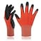 DEX FIT Premium Nylon Work Gloves FN320 Firm Nitrile Grip 3DComfort Stretchy Fit Thin Lightweight Protective Durable Breathable Machine Washable Red 9 L 3 Pairs