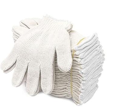 Evridwear Cotton Polyester String Knit Shell Safety Protection Work Gloves for Painter Mechanic Industrial Warehouse Gardening Construction Men Women 12 Pairs no Dots Large Size