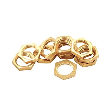 Joywayus 12 Female Thread Brass Pipe Fitting Hex Lock Nut for Plumbing fixed Pack of 10