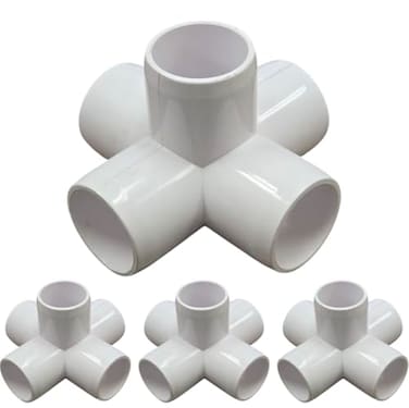 One Stop 1 5Way Cross Furniture Grade PVC Fitting in White UVResistant ImpactProof 1315 Actual Socket Diameter 4