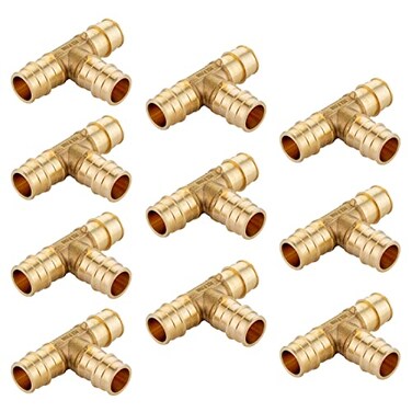 EFIELD 10Pack Pex A Full Flow Expansion Brass Fittings 34 x 34 x 34 Tee ONLY For PexA Tubing Connection ASTM F1960PEX1960043