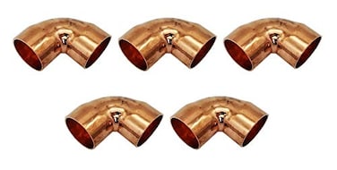 HVAC Premium 118 Inch HVAC Outer Dimension 1 Inch Plumbing Inner Dimension 45 Degree Copper Pressure Elbow For Plumbing HVAC 999 Pure Copper 5 Pack