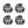 Home TZH 12 4Way Side Outlet Tee 4Pack 4Way Corner Cast Black Malleable Iron Pipe Fitting for Industrial Pipe Furniture and DIY Decoration 4 12