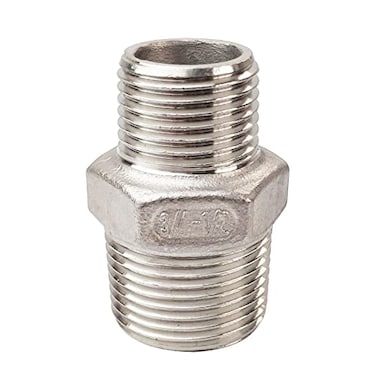 LOZOME 12 x 38 Male Hex Nipple Threaded Reducer Connector Pipe Fitting AdapterStainless Steel 304 NPT