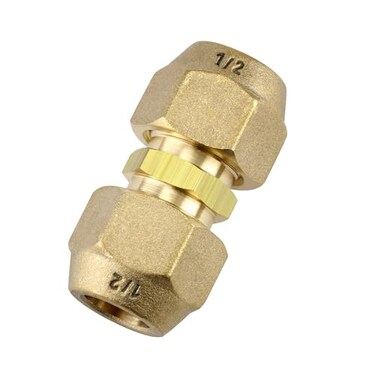 Timsec 12Inch AC Pipe Joint Connectors Free Welding Brass Pipe Coupler Adapters for Air Conditioning Copper Pipe Connection including 2Pcs Flare Nuts Works for Butt Copper Tube Diameter 12 or 127mm