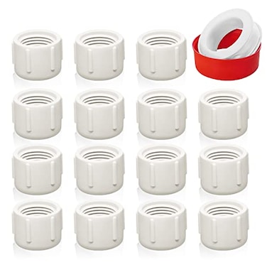 Boltigen 15 Pack PVC Fittings End Cap 34 Inch NPT Threaded PVC Plug Adapter Schedule 40 Furniture Grade Pipe Connector Socket For DIY Garden Shelf
