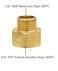 EZ-FLUID 1PK EZFLuid 34 FHT X 12 MIP Male Garden Hose Adapter Connector CouplingBrass Thread Garden Hose Threaded to Pipe Threaded Adapter Pipe Fitting