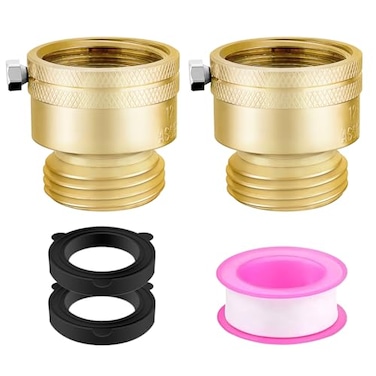 wantmatch 2 PCS Brass Vacuum Breaker Set 34 Inch GHT Solid Brass AntiSiphon Bib Valve for Vacuum Breaker Outside Faucet RV Hose Connection Backflow Preventer Connector with TapeExtra washers