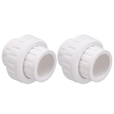 carvedexquisitely 2 PVC Union Coupling Pipe Fitting Socket x Socket PVC Adapter Schedule 40 EPDM ORing White 2 Pack