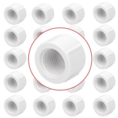 Lswteiz 20Pack 12 Inch Female PVC Pipe End Cap 12 Inch Female Threaded Plug Adapter SCH 40 PVC Pipe threaded Cap Fitting 12 PVC Pipe Female Plug Socket for Plumbing Water Line White