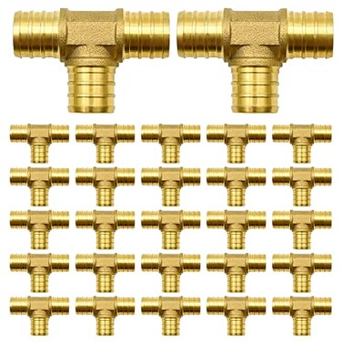 RUBY.Q 25 Pack 34 PEX Fittings Brass Tee Fittings for PEX Tubing Pipe