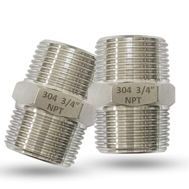 Drinsalys 2pcs 34 Male X 34 Male Pipe Hex Nipple 304 Stainless Steel MNPT Threaded Short Equal Connector Heavy Duty Straight Male Pipe Fitting Nipple Adapter 342pcs