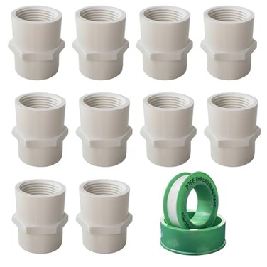 YTFSA 34 inch White PVC Pipe Fitting 10 Pack 34 inch NPT Female Thread PVC Pipe Fitting Adapter Connector Sch40 PVC Slip Coupling PVC Female Threaded Pipe Coupling Socket x NPT Female