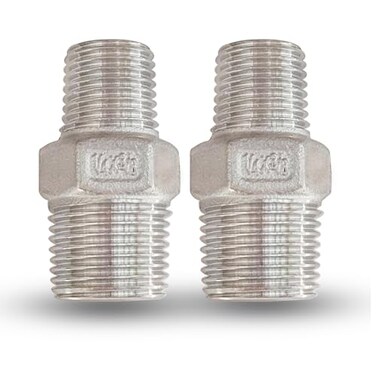 Drinsalys 38 Male x 14 Male NPT Threaded Reducing Nipple Pipe Fitting Adapter Heavy Duty 304 Stainless Steel Hex Nipple Reducer Straight Connector Pipe Adapter 3814