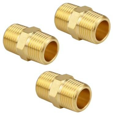 Besosay 3Piece 38 x 38 NPT Male Brass Nipple 38 Brass NPT Pipe Fittings Coupler Coupling Nipple Adapter
