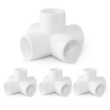 Zernmiarder 5 Way PVC Pipe Fittings 34 Inch White PVC Elbow Corner Side Outlet Tee Fitting SCH40 Furniture Grade Pipe Connectors Fits 34 Polyvinyl Chloride Pipes 12 Pieces