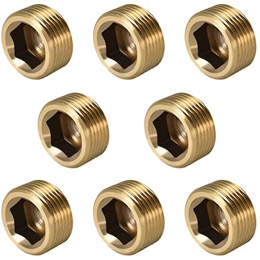 ANPTGHT 38 NPT Plug Brass Pipe Fitting Counter sunk Thread Internal Hex Head Style Male Pipe Pack of 8