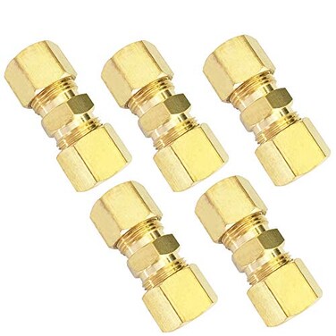 TL TOOLEGIN Brass Compression Tube Fitting Union 14 OD x 14 OD 5pcs