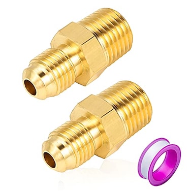 Breezliy 2 PCS Brass Tube Fitting Half Union Gas Adapter 14 Flare x 14 NPT Male Pipe Connector