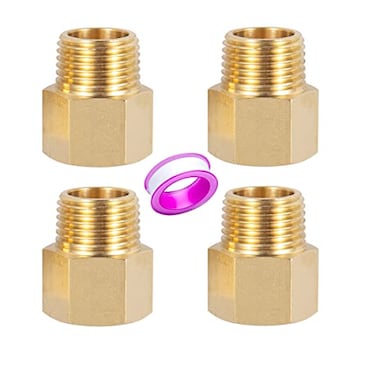Breezliy Brass Pipe Fitting Reducer Adapter12 NPT Female X 12 NPT Male Extension Connector 4Pack