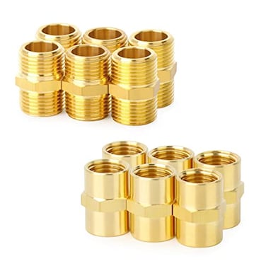 ChillWaves 14 NPT Brass Pipe Fitting Kit 6 14 NPT Male Hex Nipple6 14 NPT Female Hex CouplingThread Adapter12PACK