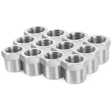 ChillWaves 304 Stainless Steel Pipe Fitting Reducer Hex Bushing 12 NPT Male x 38 NPT Female Thread Adapter12PACK