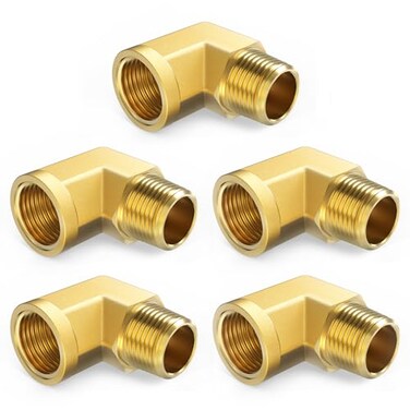 ChillWaves Brass Pipe Fitting 90 Degree Barstock Street Elbow 18 NPT Female x 18 NPT Male Thread Adapter5PACK