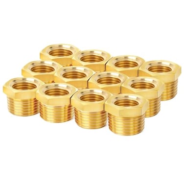 ChillWaves Brass Pipe Fitting Reducer Hex Bushing 14 NPT Male x 18 NPT Female Thread Adapter12PACK