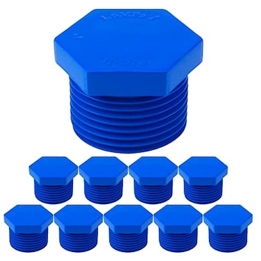 Coshar 1Inch NPT Male Thread Plugs Water Heater Drain Plug PVC Drain End Caps Plastic Pipe Fittings Coupling Adapter Blue