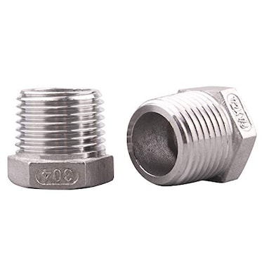 DERPIPE Stainless Steel Reducer Hex Flush Bushing 12 NPT Male 18 NPT FemaleReducing Adapter Cast Pipe Fitting pack of 2