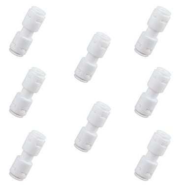 ESHIONG Push to Connect Fittings for Reverse Osmosis Water Filter 14 Equal Straight Coupling UnionNSF Certified Plastic ro Fittings pack 8