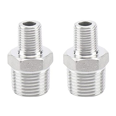 Feelers Reducing Hex Nipple 304 Stainless Steel 12x 14 NPT Male Pipe Fitting Reducer Nipple Adapter Pack of 2