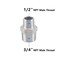 Feelers Reducing Hex Nipple 304 Stainless Steel 34x 12 NPT Male Pipe Fitting Reducer Nipple Adapter