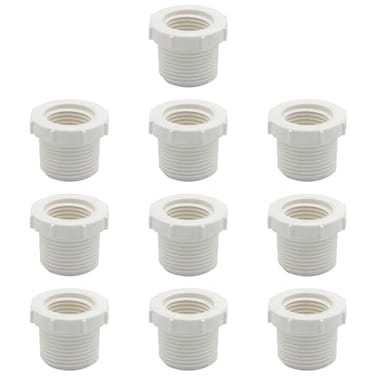 Fitvell 1 NPT Male x 34 NPT Female Threaded Reducer Bushing for PVC Pipe Fitting Pack of 10