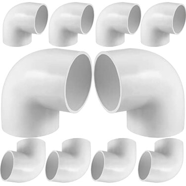 Fitvell 10PCS 1 90 Degree Elbow PVC Pipe Fitting Adapter Coupling Connector Schedule 40 Slip Socket x Socket White Color