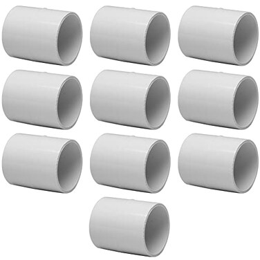 Fitvell 10PCS 1 PVC Pipe Fitting Coupling Connector Adapter Pipe Fitting Slip Socket x Socket Schedule 40 White Color